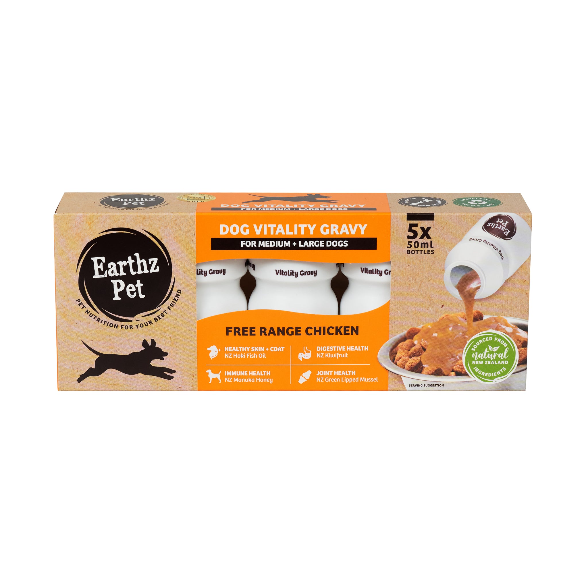 Earthz Pet Dog Vitality Gravy Chicken For Medium Large Dogs 50ml x 5