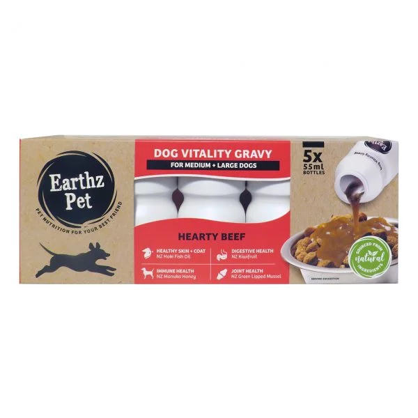 Earthz Pet Dog Vitality Gravy Hearty Beef for Medium Large Dogs 50ml x 5