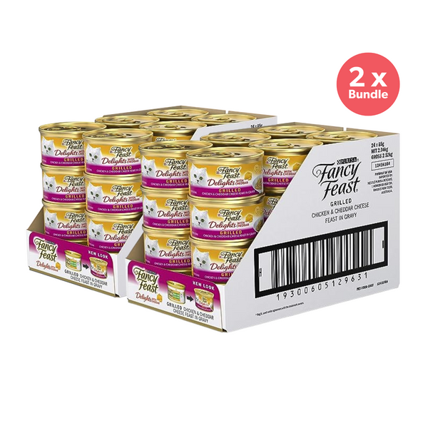 Fancy Feast Delights With Cheddar Grilled Chicken And Cheddar Cheese Feast In Gravy Wet Cat Food 85g x 48