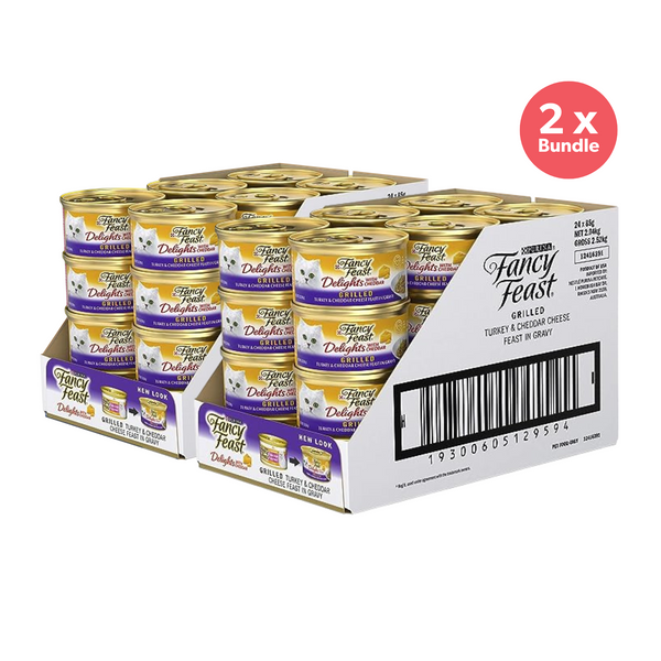Fancy Feast Delights With Cheddar Grilled Turkey And Cheddar Cheese Feast In Gravy Wet Cat Food 85g x 48
