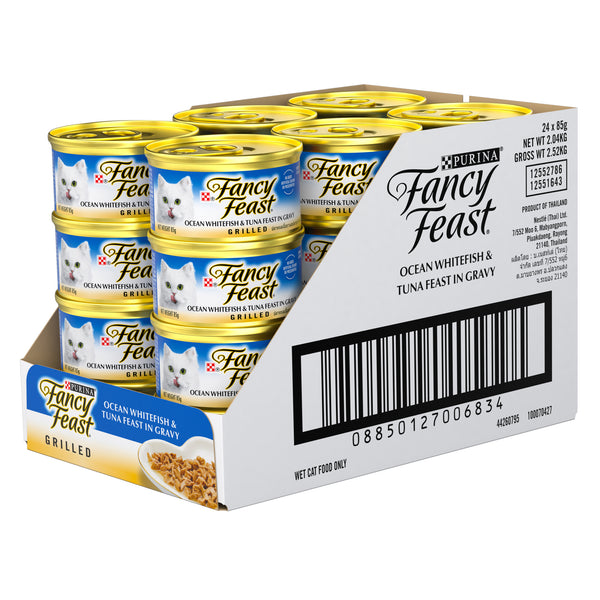 Fancy Feast Grilled Ocean Whitefish & Tuna Feast in Gravy Wet Cat Food 85g x 24