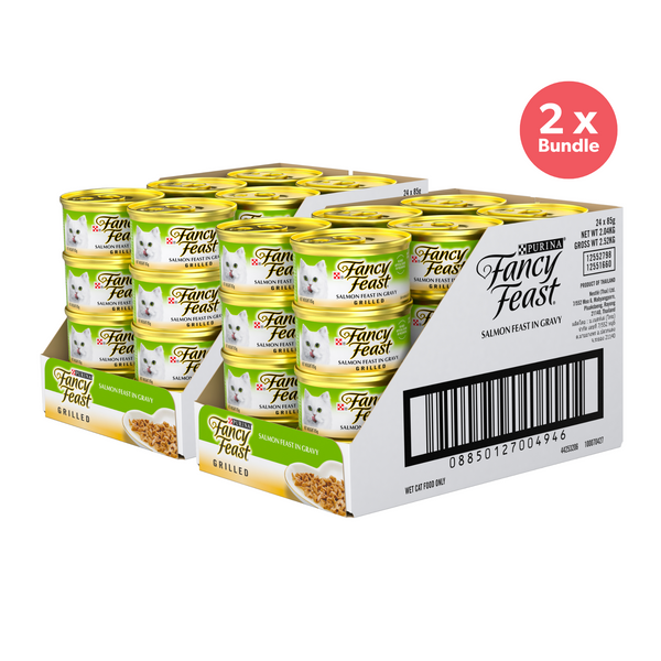 Fancy Feast Grilled Salmon Feast in Gravy Wet Cat Food 85g x 48