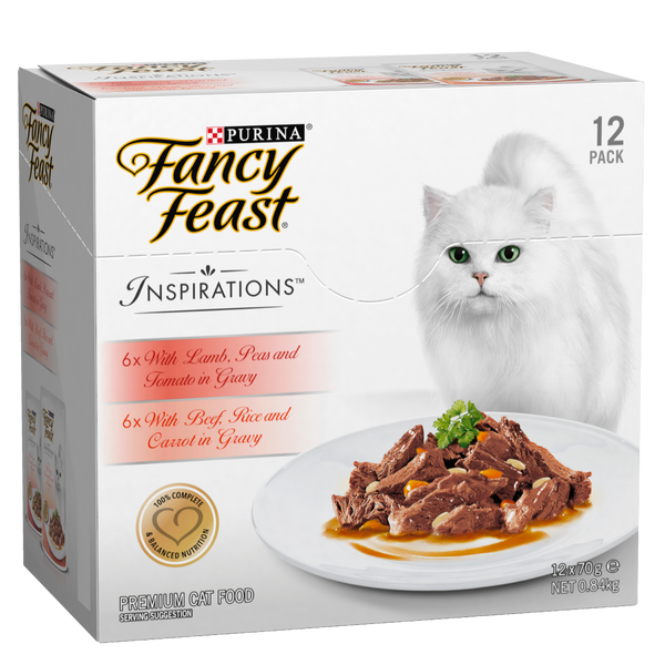 Fancy Feast Inspirations Beef And Lamb Adult Wet Cat Food 70g x 12