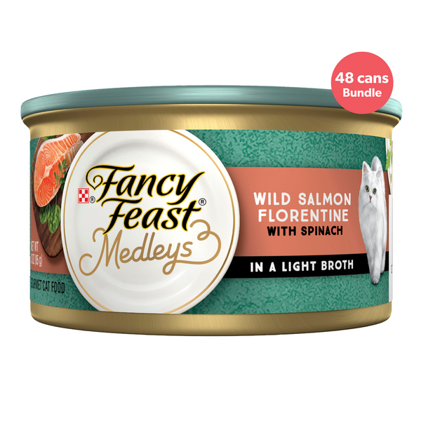 Fancy Feast Medleys Wild Salmon Florentine With Garden Greens Adult Wet Cat Food 85g x 48