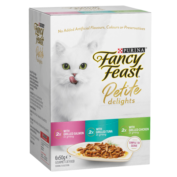 Fancy Feast Petite Delights Salmon Tuna Chicken  Variety Pack Adult Wet Cat Food 50g x 6