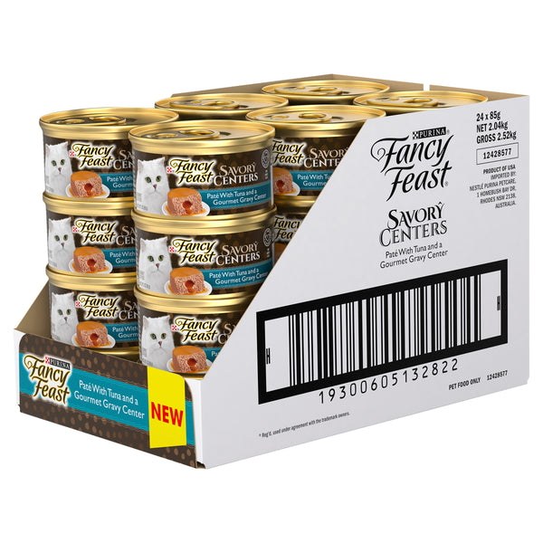 Fancy Feast Savoury Centers Pate With Tuna And Gourmet Gravy Center Adult Wet Cat Food 85g x 24