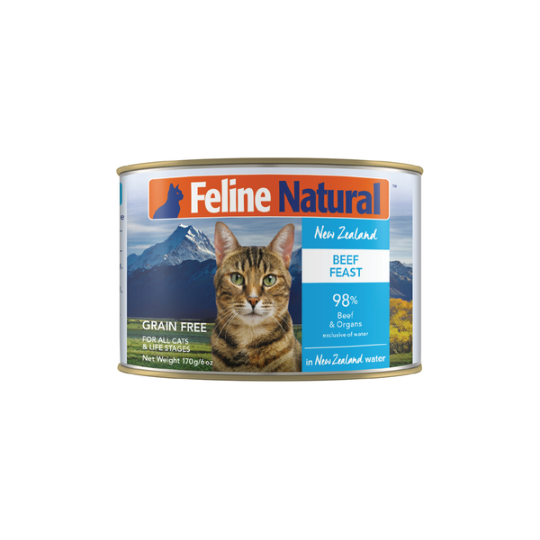 Feline Natural BPA Free & Gelatin Free Canned Cat Food Beef 170g x 12