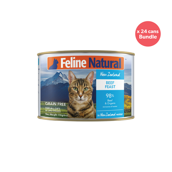 Feline Natural BPA Free & Gelatin Free Canned Cat Food Beef 170g x 24