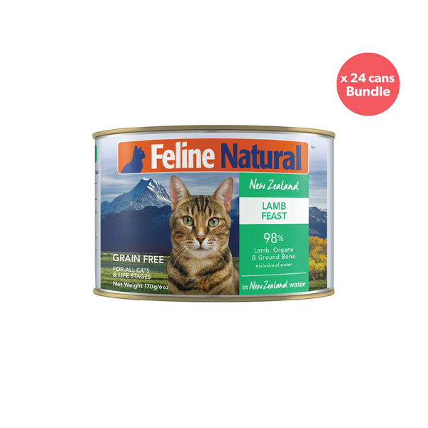 Feline Natural BPA Free & Gelatin Free Canned Cat Food Lamb 170g x 24