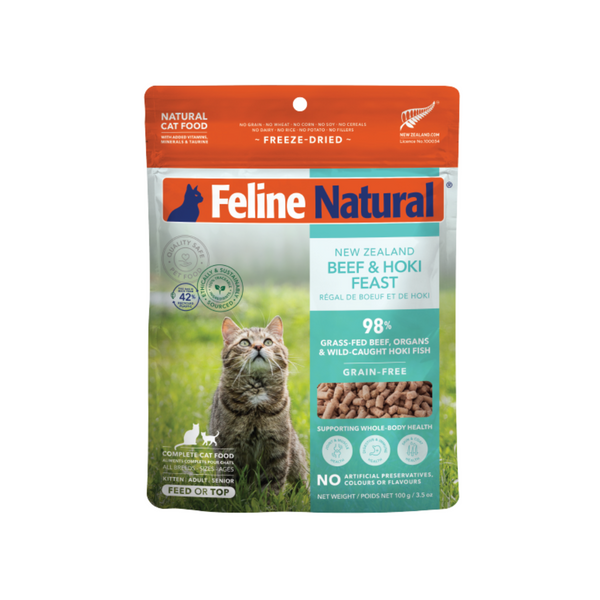 Feline Natural Grain Free Freeze Dried Cat Food Beef & Hoki