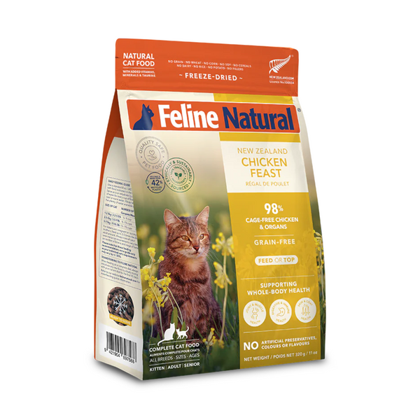 Feline Natural Grain Free Freeze Dried Cat Food Chicken 320g