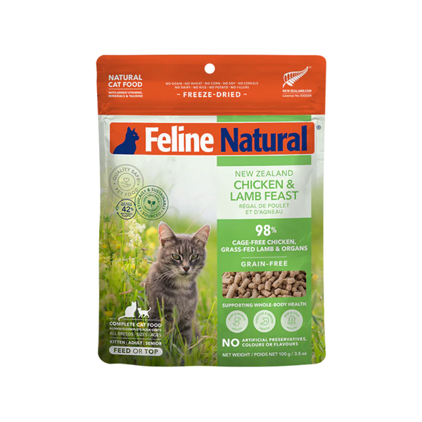 Feline Natural Grain Free Freeze Dried Cat Food Chicken & Lamb