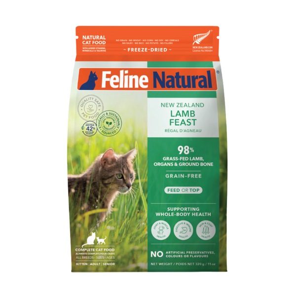Feline Natural Grain Free Freeze Dried Cat Food Lamb 320g