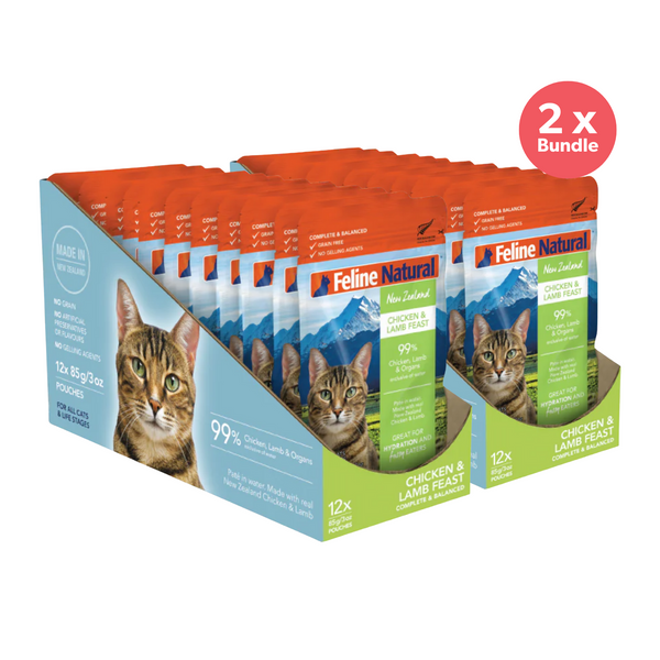 Feline Natural Grain Free Pouches Chicken & Lamb Feast 85g x 24
