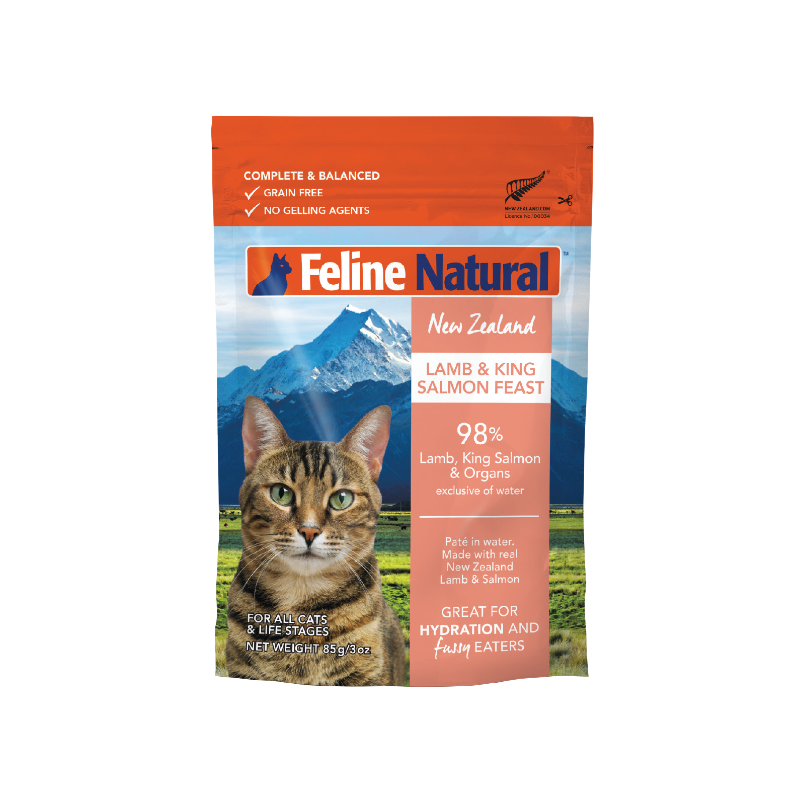 Feline Natural Grain Free Pouches Lamb & Salmon Feast 85g x 12
