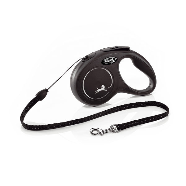 Flexi Classic Cord Retractable Dog Lead Black Medium (8m)