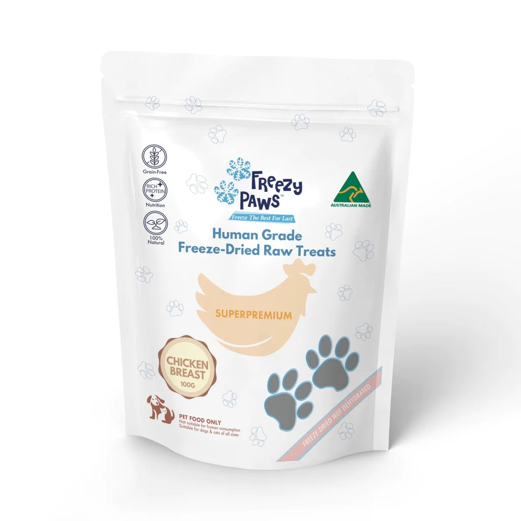 Freezy Paws Freeze Dried Human Grade Chicken Breast Dog and Cat Treats 100g