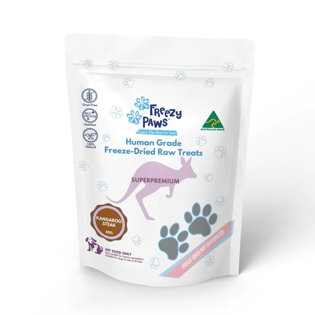 Freezy Paws Freeze Dried Human Grade Kangaroo Meat Dog and Cat Treats 80g