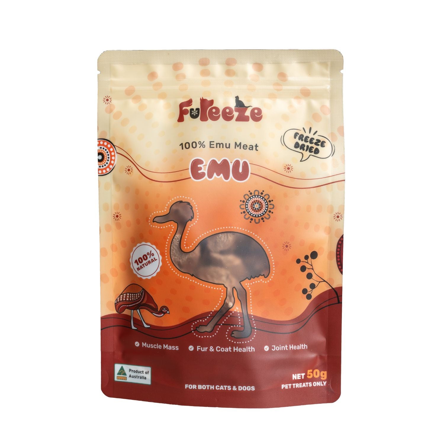 Fureeze Freeze Dried Emu Australian Made Treats For Cats & Dogs 50g