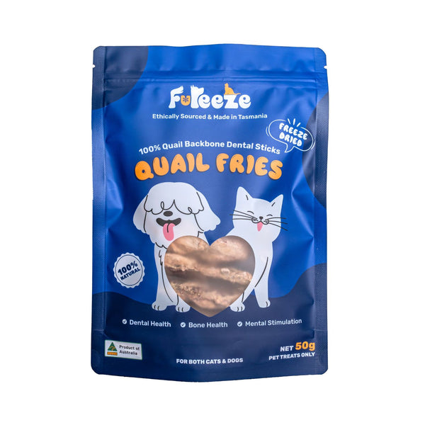 Fureeze Freeze Dried Quail Backbones Tasmanian Made Treats For Cats & Dogs 50g