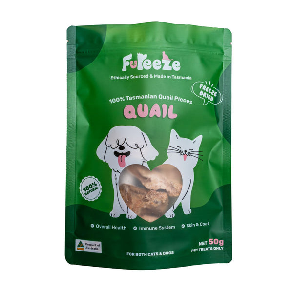 Fureeze Freeze Dried Quail Tasmanian Made Treats For Cats & Dogs 50g