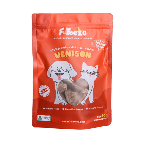 Fureeze Freeze Dried Venison Tasmanian Made Treats For Cats & Dogs 50g