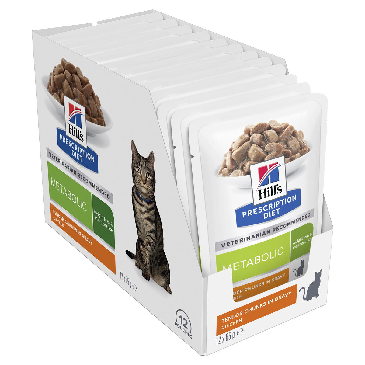 Hill's Prescription Diet Metabolic Weight Loss & Maintenance Cat Food Pouches 85g x 12