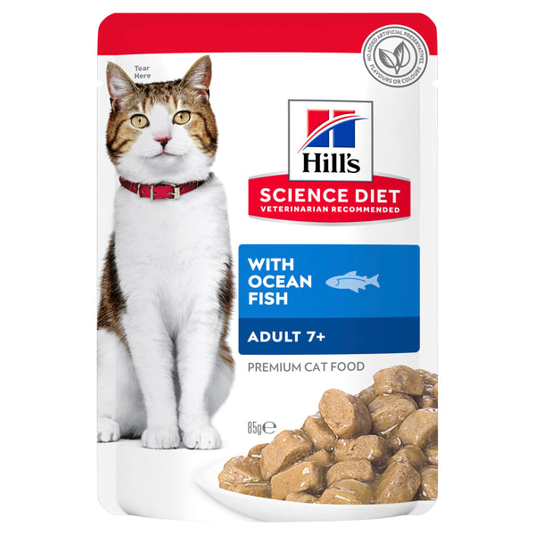 Hill's Science Diet Adult 7+ Senior Ocean Fish Cat Food pouches 85g x 12