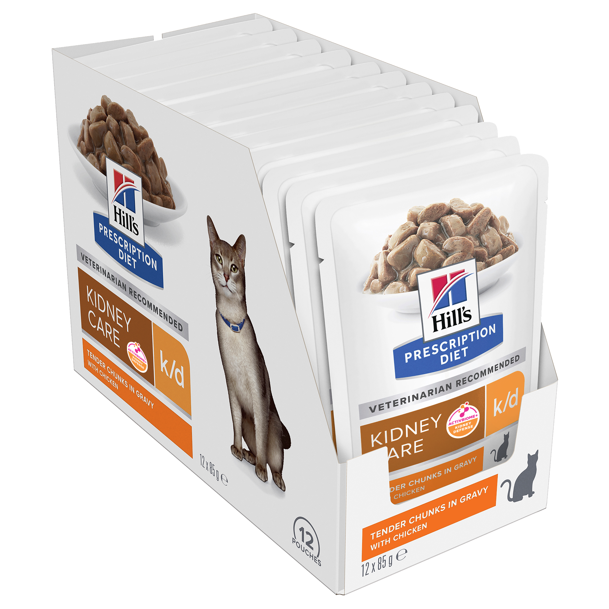 Hill's Prescription Diet k/d Kidney Care Chicken Cat Food Pouches 85g x 12