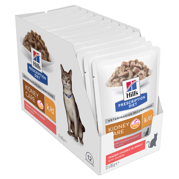 Hill's Prescription Diet k/d Kidney Care Salmon Cat Food Pouches 85g x 12