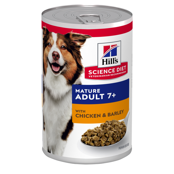 Hill's Science Diet Adult 7+ Senior Chicken & Barley Canned Dog Food 370g x 12