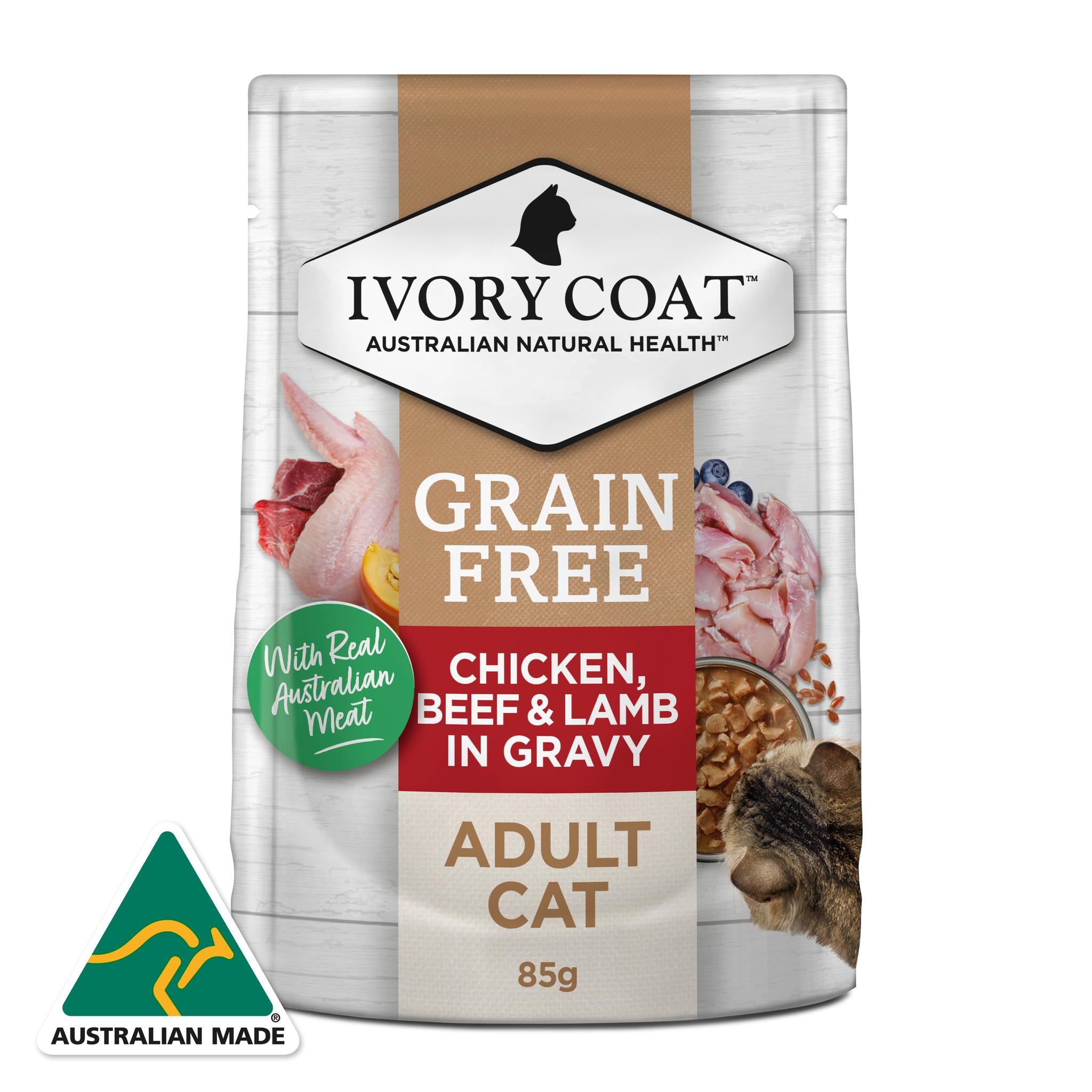 Ivory Coat Grain Free Adult Chicken Beef Lamb in Gravy Cat Wet Food