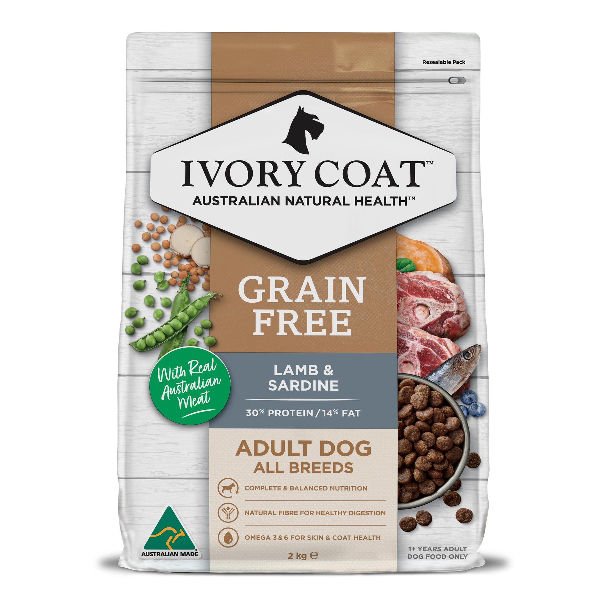 Ivory Coat Adult Grain Free Lamb & Sardine Dry Dog Food