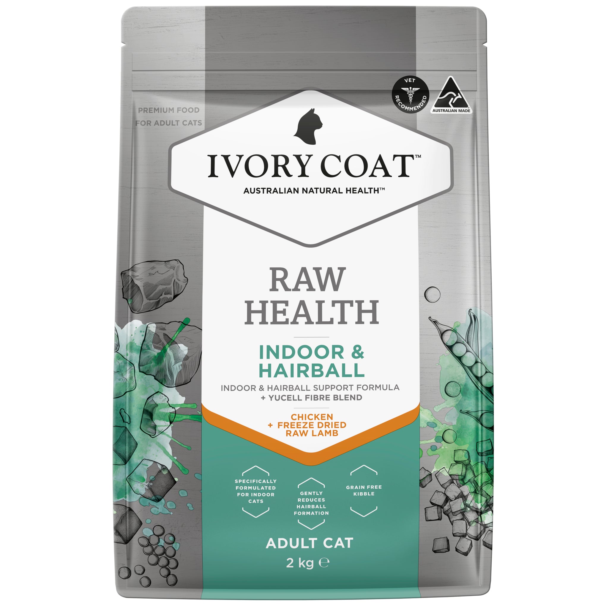 Ivory Coat Raw Health Cat Indoor & Hairball Chicken and Freeze Dried Lamb Dry Cat Food
