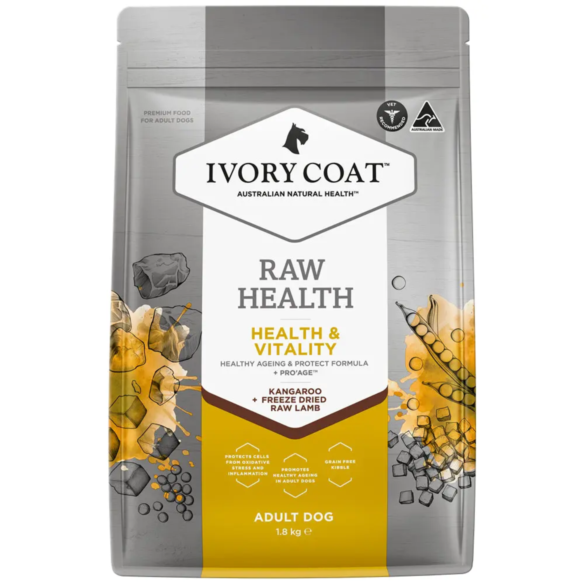 Ivory Coat Raw Health Dog Health & Vitality Kangaroo and Freeze Dried Lamb Dry Dog Food