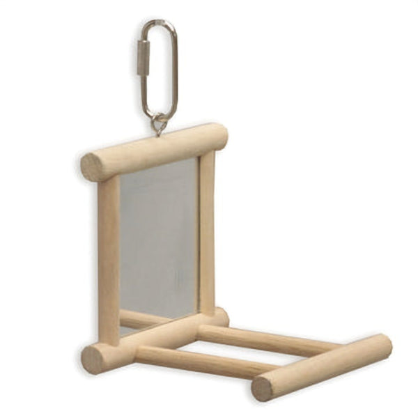 Kazoo Mirror with Wooden Perch Bird Toy Medium