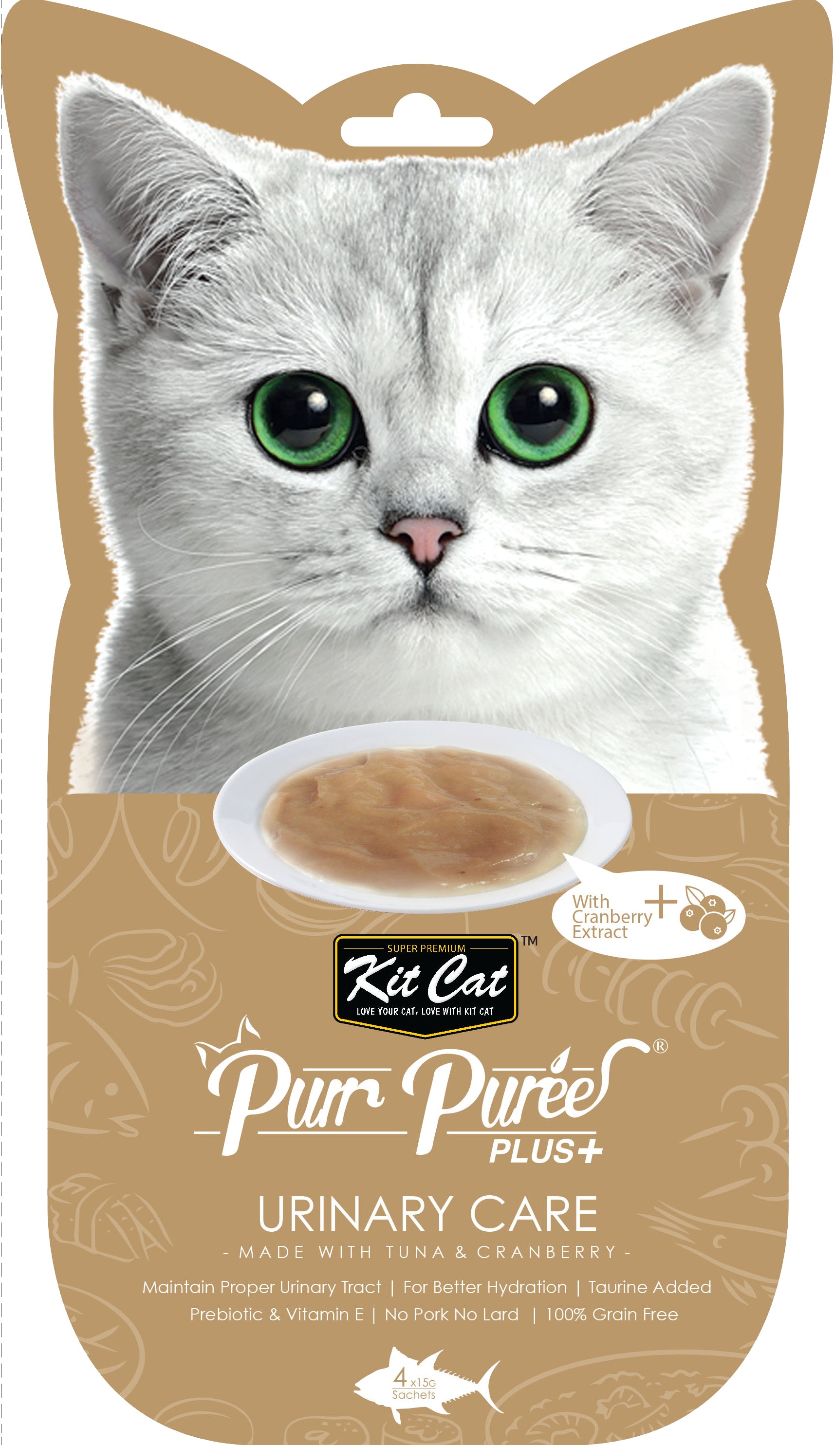 Kit Cat Purr Puree Plus Cat Treat Urinary Care 4 x15g