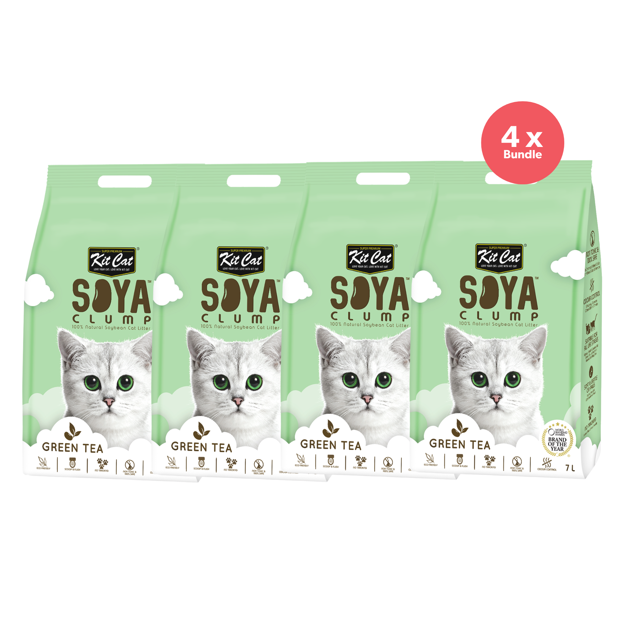 Kit Cat Soya Clumping Cat Litter Green Tea 7L x 4