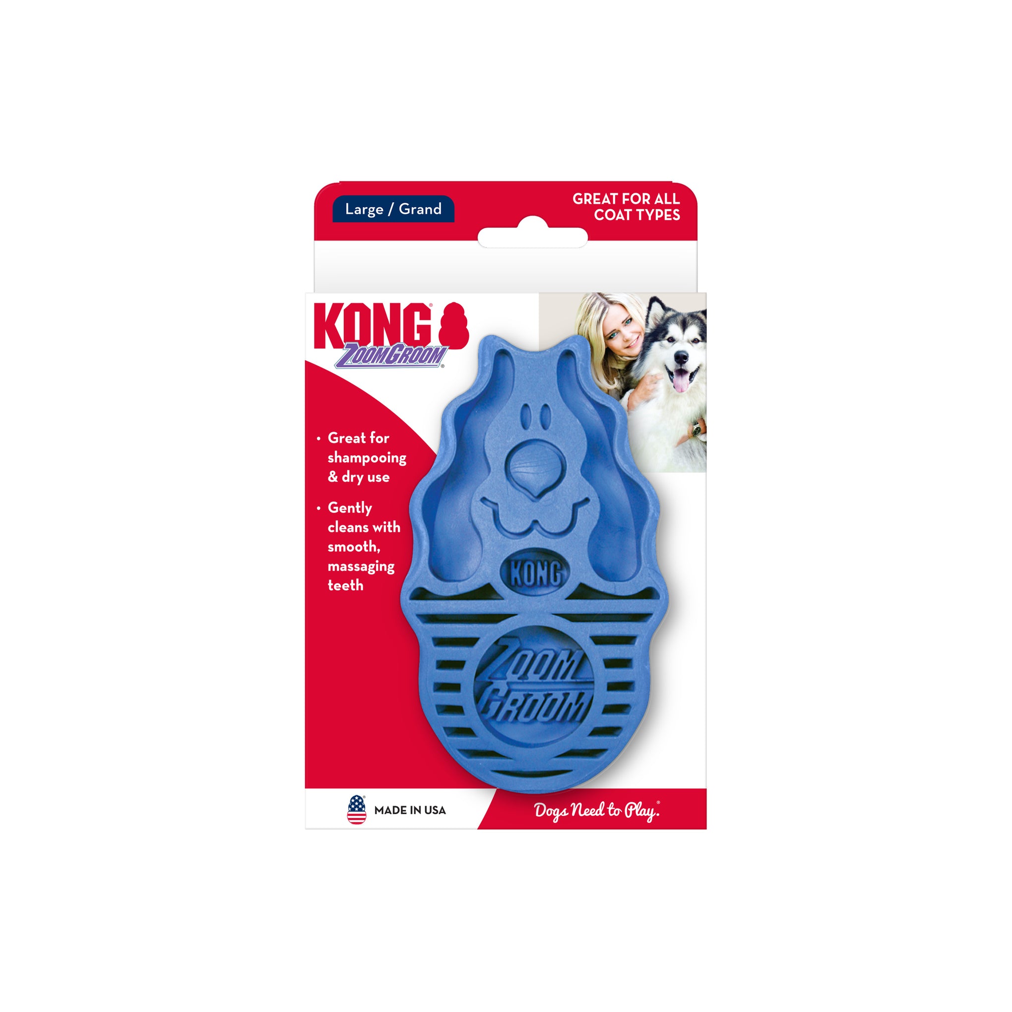 KONG ZoomGroom Dog Brush Boysenberry
