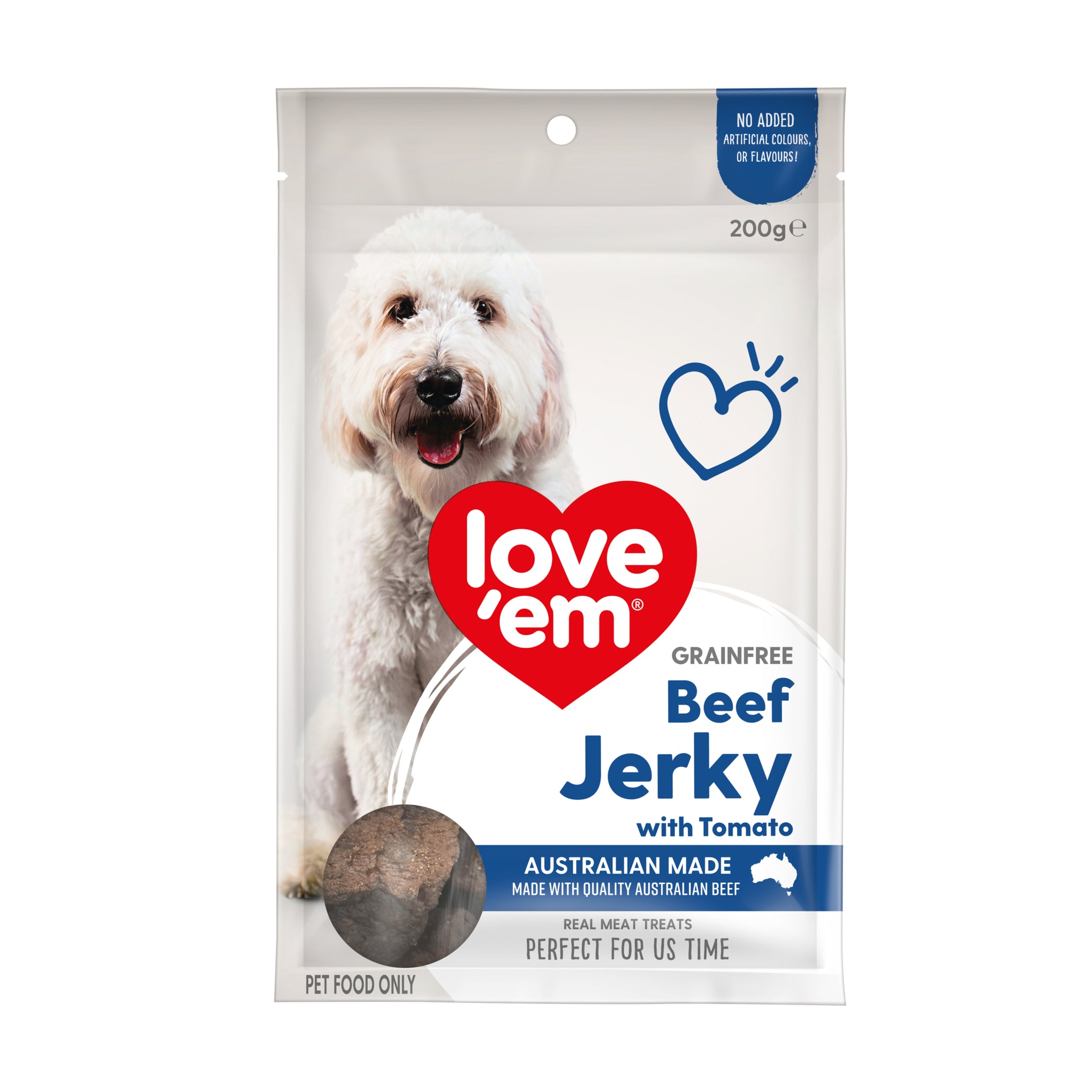 Love Em Beef & Tomato Jerky Dog Treats 200g