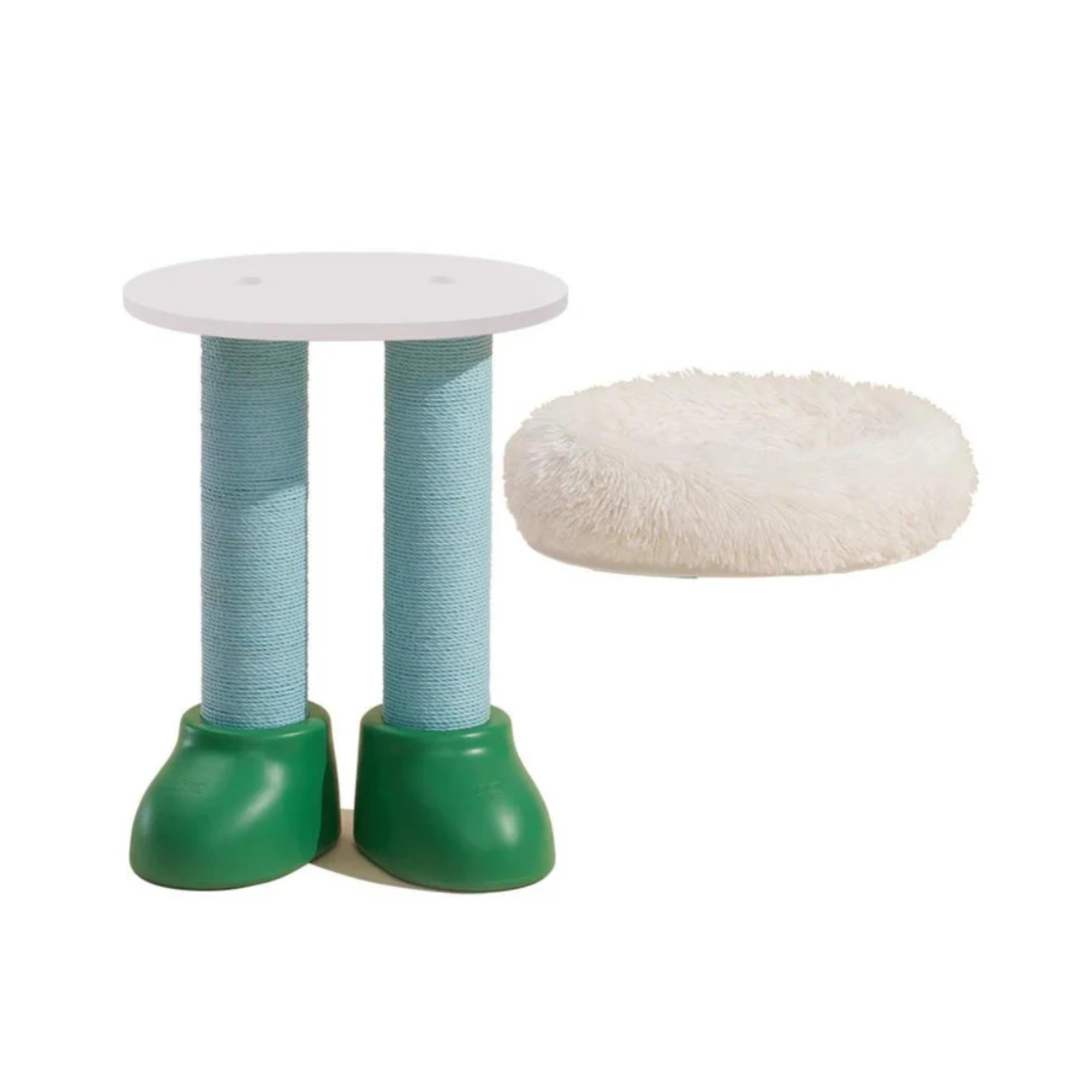 Makesure 3-in-1 Cat Scratcher Bed and Side Table Green and White