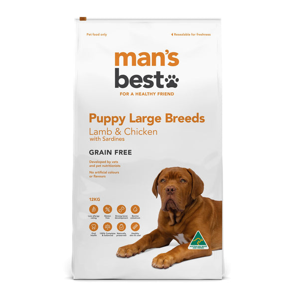 Mans Best Grain Free Puppy Large Breed Lamb & Chicken Dry Dog Food 12kg