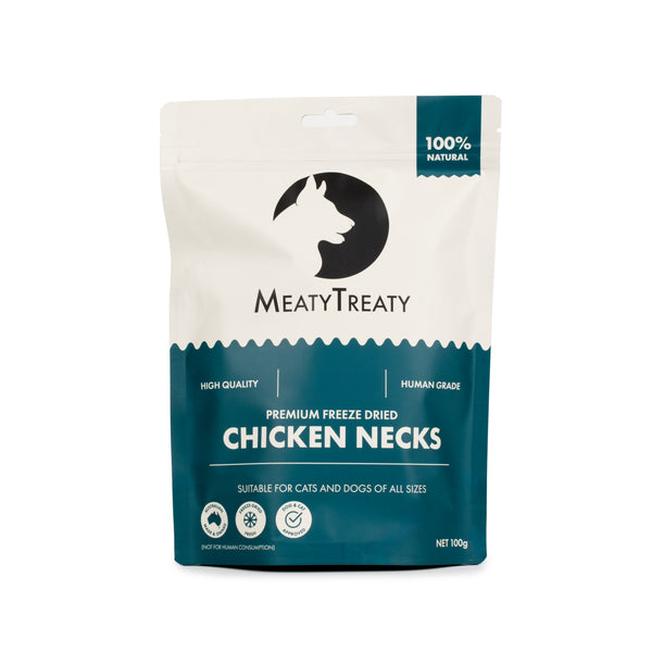 Meaty Treaty Freeze Dried Australian Chicken Necks Cat & Dog Treats 100g