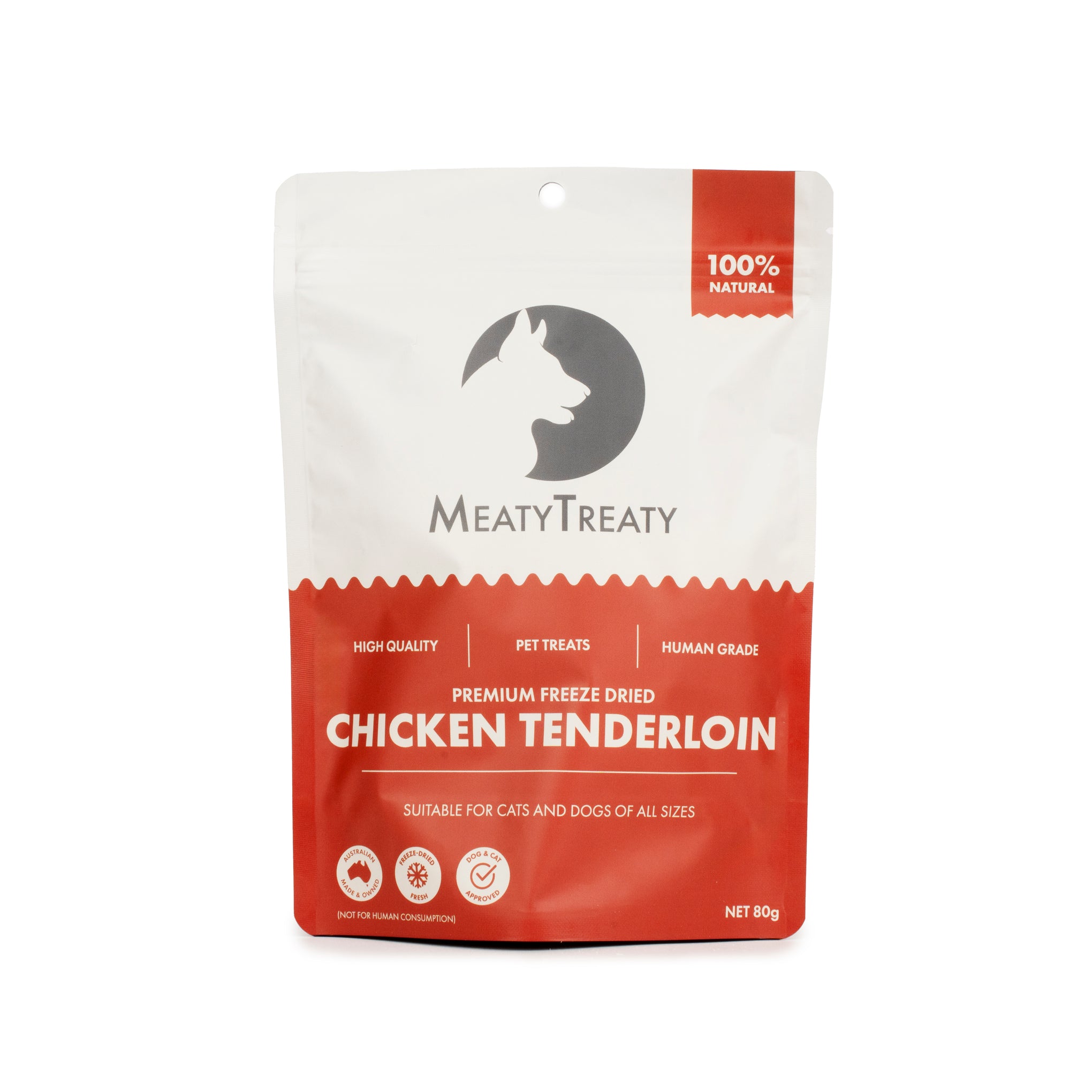 Meaty Treaty Freeze Dried Australian Chicken Tenderloin Cat & Dog Treats 80g