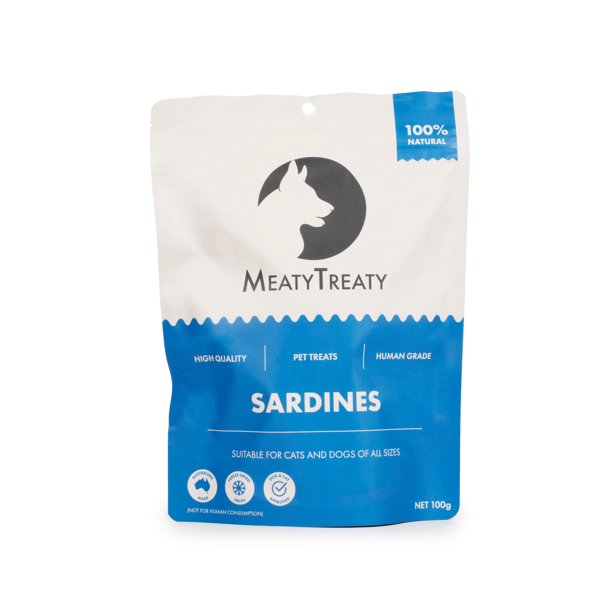 Meaty Treaty Freeze Dried Australian Whole Sardines Cat & Dog Treats 100g