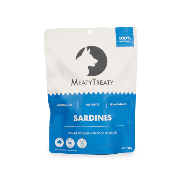 Meaty Treaty Freeze Dried Australian Whole Sardines Cat & Dog Treats 100g