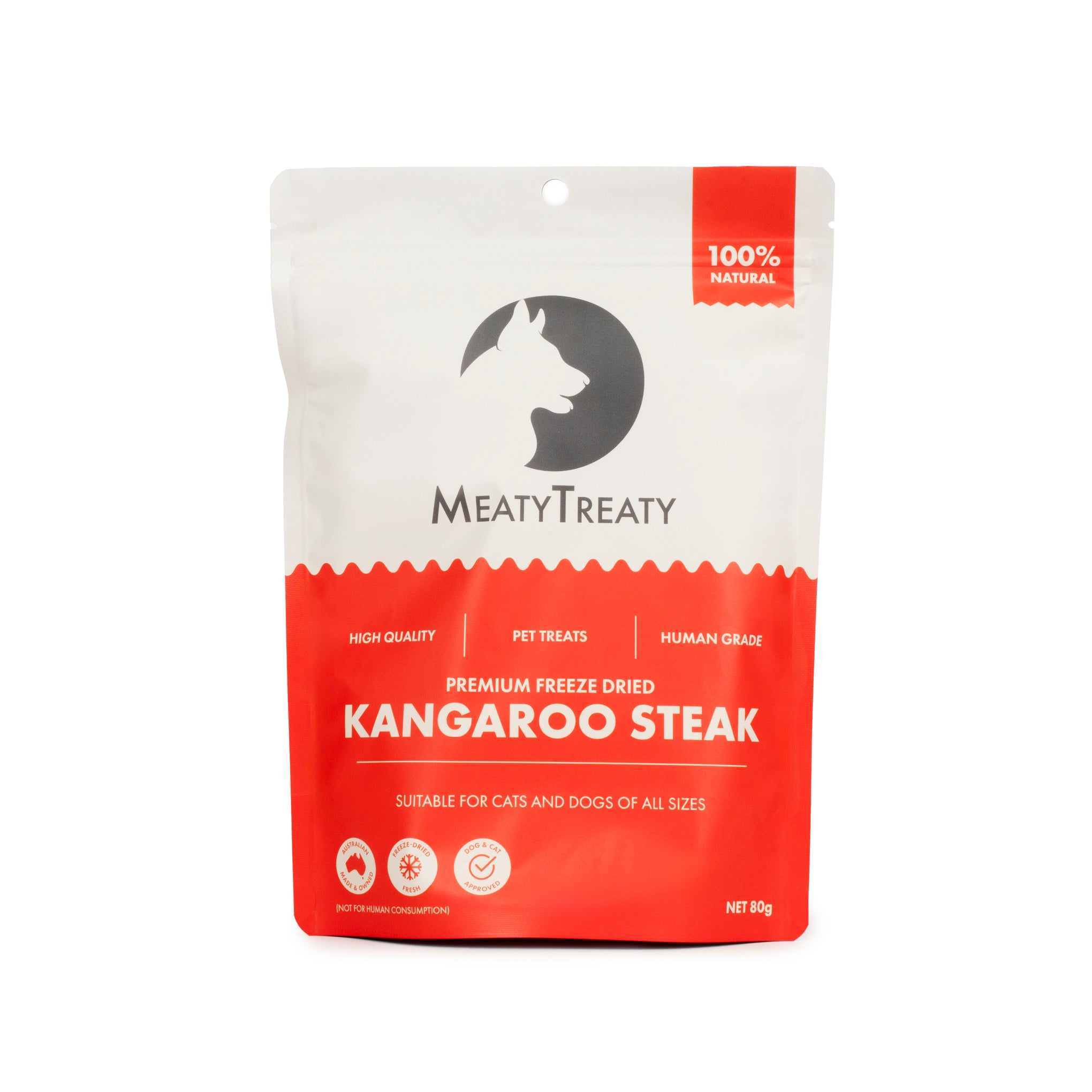 Meaty Treaty Freeze Dried Kangaroo Steak Cat & Dog Treats 80g