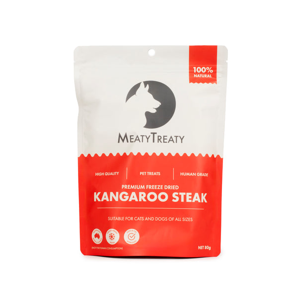 Meaty Treaty Freeze Dried Kangaroo Steak Cat & Dog Treats 80g