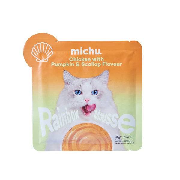 Michu Rainbow Mousse Chicken With Pumpkin & Scallop Flavour Cat Wet Food 50g x 10