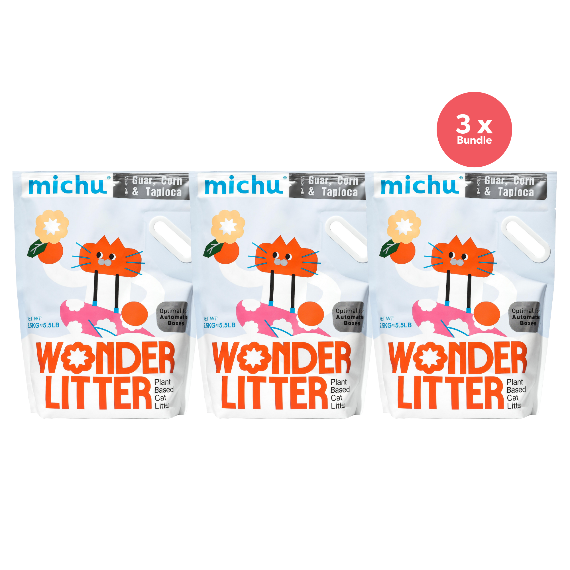 Michu Wonder Plant Based Cat Litter 2.5kg x 3
